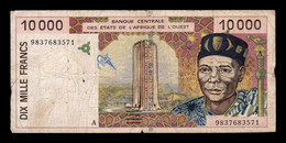 West African St. Costa De Marfil 10000 Francs BCEAO 1998 Pick 114Ag BC F - Côte D'Ivoire
