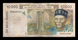 West African St. Costa De Marfil 10000 Francs BCEAO 1999 Pick 114Ah BC F - Elfenbeinküste (Côte D'Ivoire)