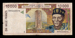 West African St. Costa De Marfil 10000 Francs BCEAO 1999 Pick 114Ah BC F - Côte D'Ivoire