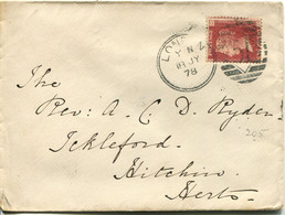 Great Britain - England 1878 Cover London To Hitchin - 1d Red - Plate 205 - Lettres & Documents
