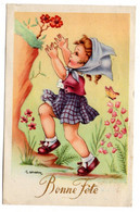 Illustrayeur  GOUGEON -- Bonne Fête --Fillette Et Fleurs ( Papillon) .....à Saisir - Gougeon