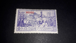 04AL16 POSSEDIMENTI ITALIANI ISOLE EGEO 1930 FERRUCCI SOPRASTAMPA NISIRO CENT. 20 "X" - Aegean (Scarpanto)