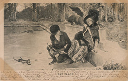 Patinage Ice Skating Art Card Viennoise Girl Shoeing Another Girl - Pattinaggio Artistico