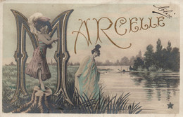 Prénom Marcelle, Lettre M, Femme Au Bord De L'eau - Marque Etoile - Firstnames