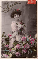 Prénom Jeanne (Sainte) Femme Et Fleurs - Carte Iris N° 1074 - Firstnames