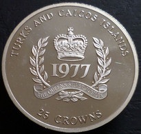 Turks & Caicos - 25 Crowns 1977 - 25° Del Regno Di Elisabetta II° - Giubileo D'argento - KM# 19 - Turks & Caicos (Inseln)
