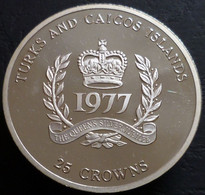 Turks & Caicos - 25 Crowns 1977 - 25° Del Regno Di Elisabetta II° - Giubileo D'argento - KM# 19 - Turks E Caicos (Isole)