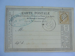 CARTE POSTALE TYPE PRECURSEUR TIMBRE TYPE SAGE 15 C CIRCULEE 1876  AGEN - Cartes Précurseurs