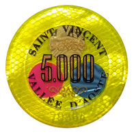 [NC] SAINT VINCENT (AOSTA) - Casinò De La Vallée - CHIP / FICHE / TOKEN Da 5000 - Casino