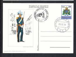 SAN MARINO 1979: CP Ill. Entier De 120L Avec CAD PJ (FDC) - Lettres & Documents