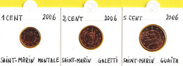 3 Pièces Saint Marin 1 Cent  2 Cent Et 5 Cent - San Marino