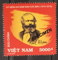 Vietnam Viet Nam MNH SPECIMEN Stamp 2018 : 200th Birth Anniversary Of Karl Marx (Ms1092) - Vietnam