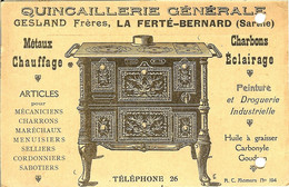 72 LA FERTE BERNARD QUINCAILLERIE GESLAND METAUX CHAUFFAGE CARTE UTILISEE POUR PASSER COMMANDE A BLOT GALLAND TOURNUS - La Ferte Bernard