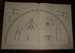 Plan De La Charpente En Fer Du Dôme Du Val De Grace Construite Par MM. Gouin Et Cie à Paris. 1872. - Travaux Publics