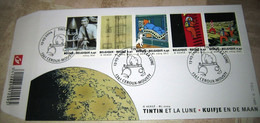 FDC Kuifje / Tintin / Hergé  Blok 109 Mannen Op De Maan (o)(eerstedagstempel) Tintin Et La Lune (Timbre Du Premier Jour) - 2001-10
