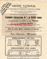 75- PARIS -BANQUE FRANCE-CREDIT NATIONAL DOMMAGES GUERRE-OBLIGATIONS 6 % 500 FRANCS-1924-MARTIN R-FRACHON-SCHWEISGUTH - Bank En Verzekering