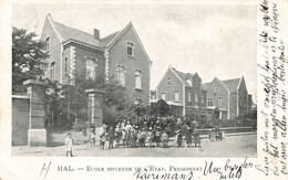 HAL - Ecole Moyenne De L'Etat - Pensionnat - Carte Très Animée Et Circulé En 1904 Vers Ixelles - Halle
