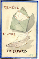 REMEDE CONTRE LE CAFARD   AQUARELLE SUR CARTE POSTALE SIGNEE HOUG  1917 - Aquarelles