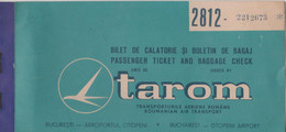 TAROM (Otopeni Bucuresti) - Bilet De Calatorie / Passenger Ticket - Billetes