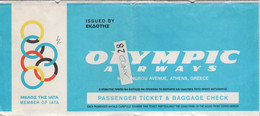 OLYMPIC AIRWAYS (Athens Greece) - Bilet De Calatorie / Passenger Ticket - Biglietti