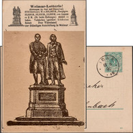 Allemagne 1890, Entier Postal Vendu à Tarif Réduit. Loterie De Weimar, Statue En Bronze Goethe - Schiller, Guerre 1870 - Ecrivains