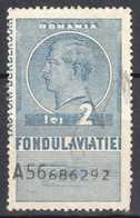 ROMANIA / Tax Revenue Label Vignette Cinderella FONDUL AVIATIEI 1930's - AIRPLANE Aviation 1 LEI - Seria 100 A - Revenue Stamps