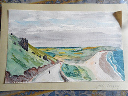 AQUARELLE ANCIENNE FIN 19 Eme Début 20 Eme PRES D' ERQUY COTE D ARMOR  BRETAGNE Format 14 Par 22.5 Cms Environ - Aquarelles