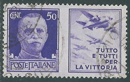 1942 REGNO USATO PROPAGANDA DI GUERRA 50 CENT - RF9-7 - War Propaganda
