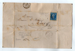 TB 3295 - 1865 - LAC - Boîte Urbaine B (Loiret) - Lettre De M. LEBRET à BRIARE Pour M. Le Maire De MORET - SUR - LOING - 1849-1876: Période Classique