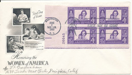 USA FDC 2-6-1960 In Block Of 4 Honoring Women Of America With Cachet - 1951-1960