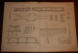 Plan Du Pont Maximilien Sur L'Isar à Munich En Bavière. 1871. - Obras Públicas