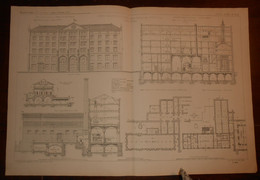 Plan De La Grande Brasserie De L'Aigle. Maison Schwendy. Près De Berlin En Prusse. 1871. - Architecture