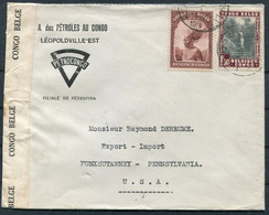 1940 Petrocongo Petrofina Leopoldville Censor Cover - Punxsutawney Pennsylvania USA (Groundhog Day!) - Covers & Documents