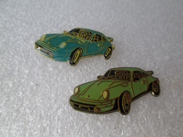 PIN'S    LOT 2 PORSCHE  911    Bleu Et Verte - Porsche