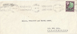 Swaziland - 1964 (1965) - Cover - Railroad Linking Ka Dake With Lourenco Marques Slogan World United Against Malaria - Swaziland (1968-...)