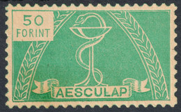 Chamber Of DOCTOR Health Charity Tax Label 1947 HUNGARY Pharmacy Medicine Drug Aesculap SNAKE Asclepius Greek Mythology - Drugs