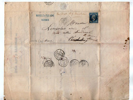TB 3297 - 1868 - LAC - Lettre Après Le Départ De Mr MARCILLE & Fils à RENNES Pour Mr LENICOLAS à SOURDEVAL - LA - BARRE - 1849-1876: Klassik