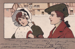 CPA 1904 -ILLUSTRATEUR E. PARKINSON M.M. VIENNE N°191 NEIGE- NOËL- COUPLE - Parkinson, Ethel