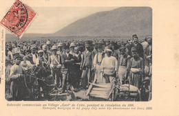 CPA CRETE SOLENNITE COMMERCIALE AU VILLAGE GAZI DE CRETE PRENDANT LA REVOLUTION DU 1898 - Greece