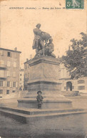 CPA 07 ANNONAY STATUE DES FRERES (cliché Rare Avec Le Petit Garçon - Annonay