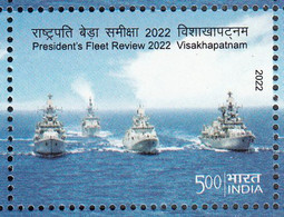 INDIA, 2022, LOT Of 10  STAMPS, FLEET REVIEW OF INDIAN NAVY BY PRESIDENT OF INDIA, VISAKHAPATNAM,  MNH(**) - Ungebraucht