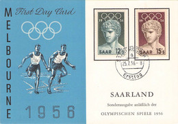 SAARLAND - FDC 1956 OLYMPISCHE SOMMERSPIELE Mi #371, 372 / ZL18 - FDC