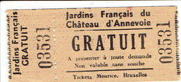 Ticket D'entrée Gratuit Jardins Francais Du Chateau D'annevoie - Tickets - Vouchers