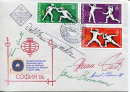 Bulgaria 1986 Olympics Fencing - Original Autograph Alexander Pusch, Gerull, Fischer, Borrmann, Schmitt (**) VERY RARE - Covers & Documents