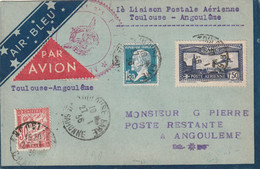 1ère Liaison Postale Aérienne Toulouse - Angoulême  1935 - Sonstige (Luft)