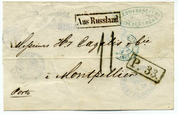 Lettre De SAINT PETERSBOURG +marque D'échange P33 + Marque D'entrée En France Prusse Par Graveline / 1864 - 1849-1876: Classic Period