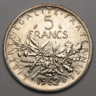 5 Francs Semeuse, 1962, Argent - V° République - 5 Francs