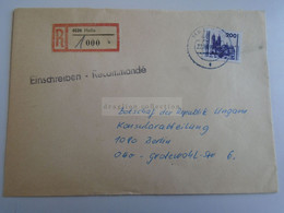 D189713 Deutschland DDR  Germany  Registered  Cover Ca 1990  -cancel HALLE  - To   Hungarian Embassy, Berlin - Covers & Documents