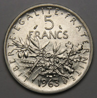 ASSEZ RARE En SUP++ ! 5 Francs Semeuse, 1963, Argent - V° République - 5 Francs