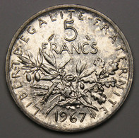 5 Francs Semeuse, 1967, Argent - V° République - 5 Francs